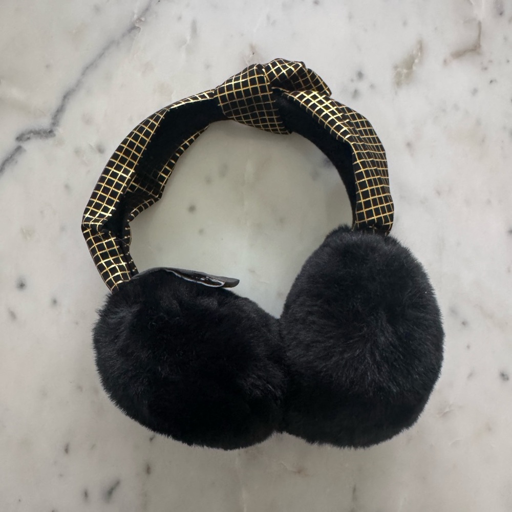 NWOT Vince Camuto Black and Gold Knotted Headband Earmuffs
